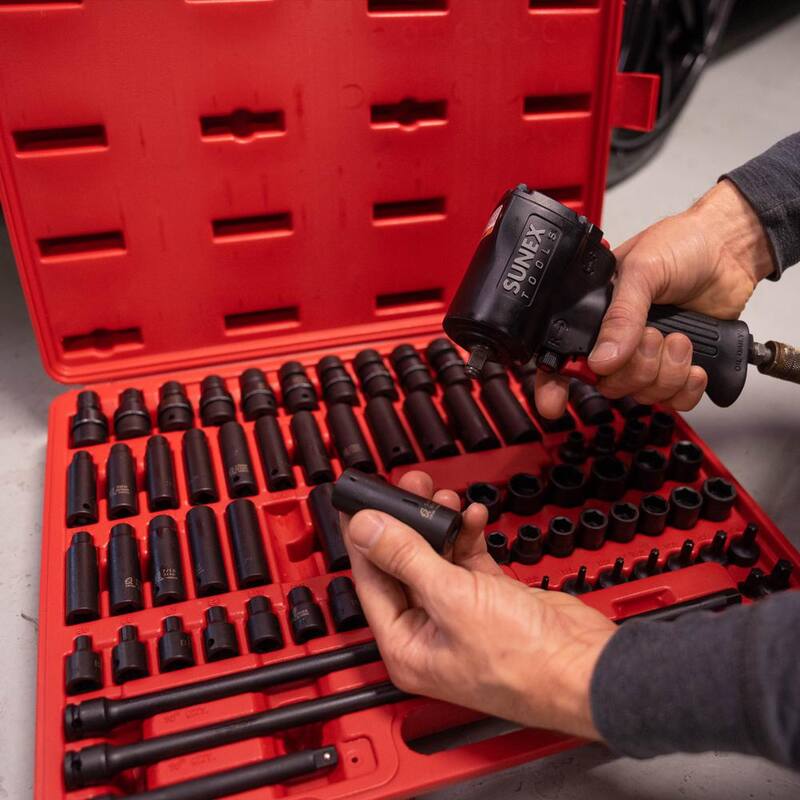 Juego de llaves de impacto maestras de unidad SAE y métricas de SUNEX TOOLS de 3/8 pulg. (80 piezas) - 3580