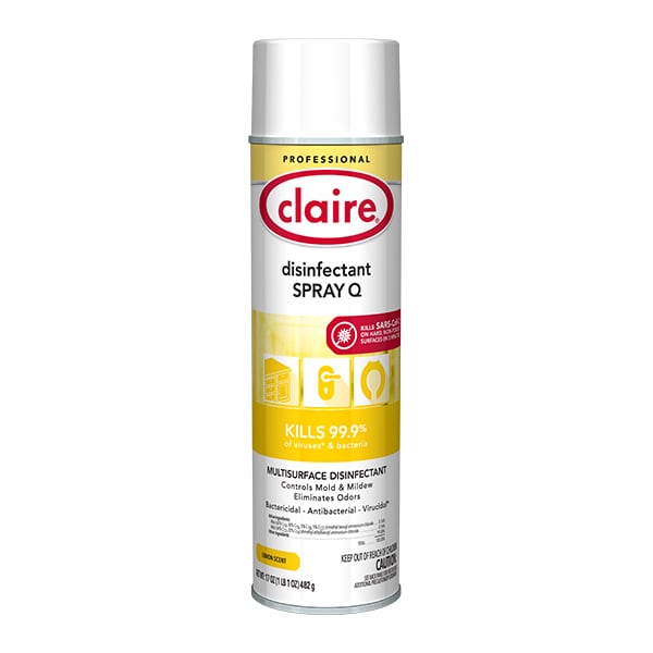 Aerosol desinfectante multiusos Claire, 17 oz líquidos (0.5 cuarto) limón, amarillo, paquete de 12 - CGCC1002