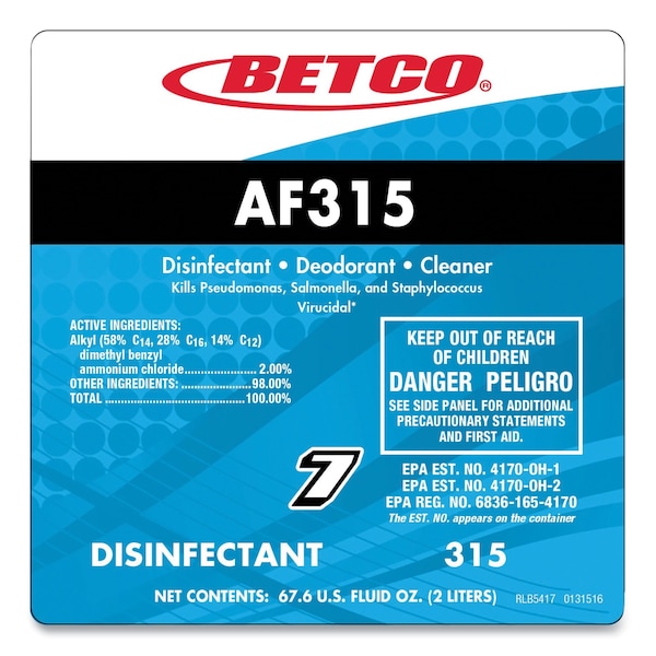 Limpiadores y Detergentes Betco, Botella, Cítrico Floral, 4 PK - 3154700