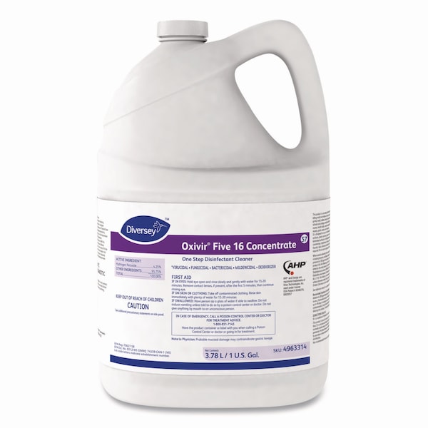 Oxivir Limpiadores y Detergentes, Botella de 1 galón, Sin aroma, Incoloro, 4 PK - 4963314