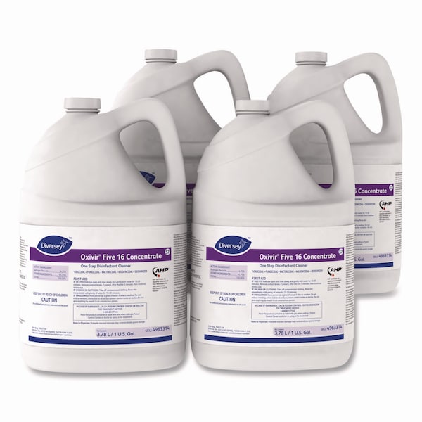 Oxivir Limpiadores y Detergentes, Botella de 1 galón, Sin aroma, Incoloro, 4 PK - 4963314