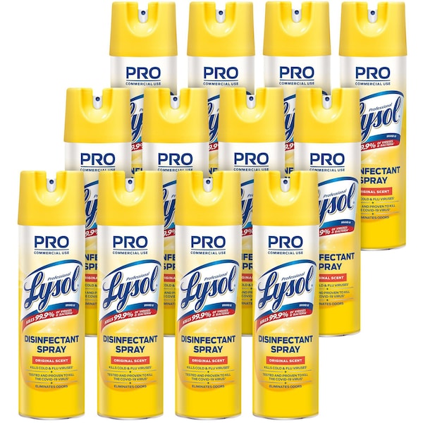 Lysol Aerosol Desinfectante Original, 19 fl oz (0.6 quart) Original, Transparente, 12 unidades - RAC04650CT