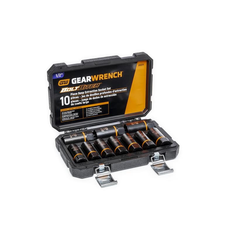 Juego de 10 piezas de vasos de extracción profunda SAE/métricos de 1/2 pulg. Drive Bolt Biter de GEARWRENCH - 86071
