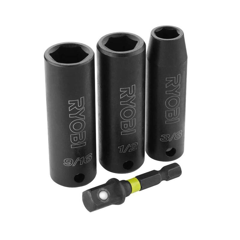 RYOBI Juego de 4 piezas de enchufes de impacto SAE de 3/8 de pulgada - A13401