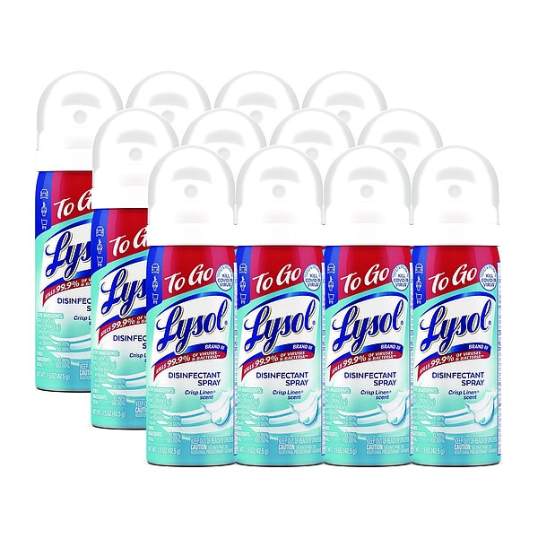 Lysol Desinfectante en Aerosol, Envase de Aerosol, Aroma a Lino Fresco, 12 PK - 19200-99923