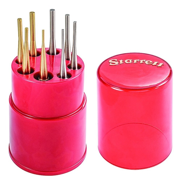 Starrett Steel & Brass Drive Pin Punch Set 1/16", 3/32", 1/8", 5/32" In Round Plastic Case - S565WBS