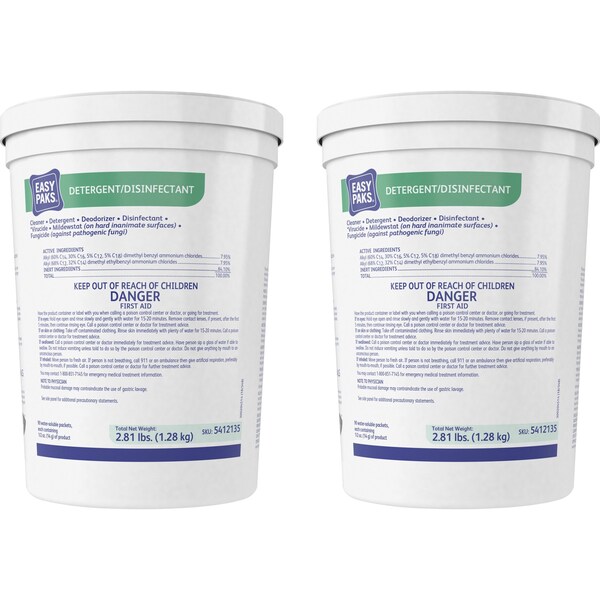 Diversey EasyPaks Detergente/Desinfectante, 0.50 oz (0.03 lb) Tubo, Limón, Verde, 2 PK - DVO5412135CT