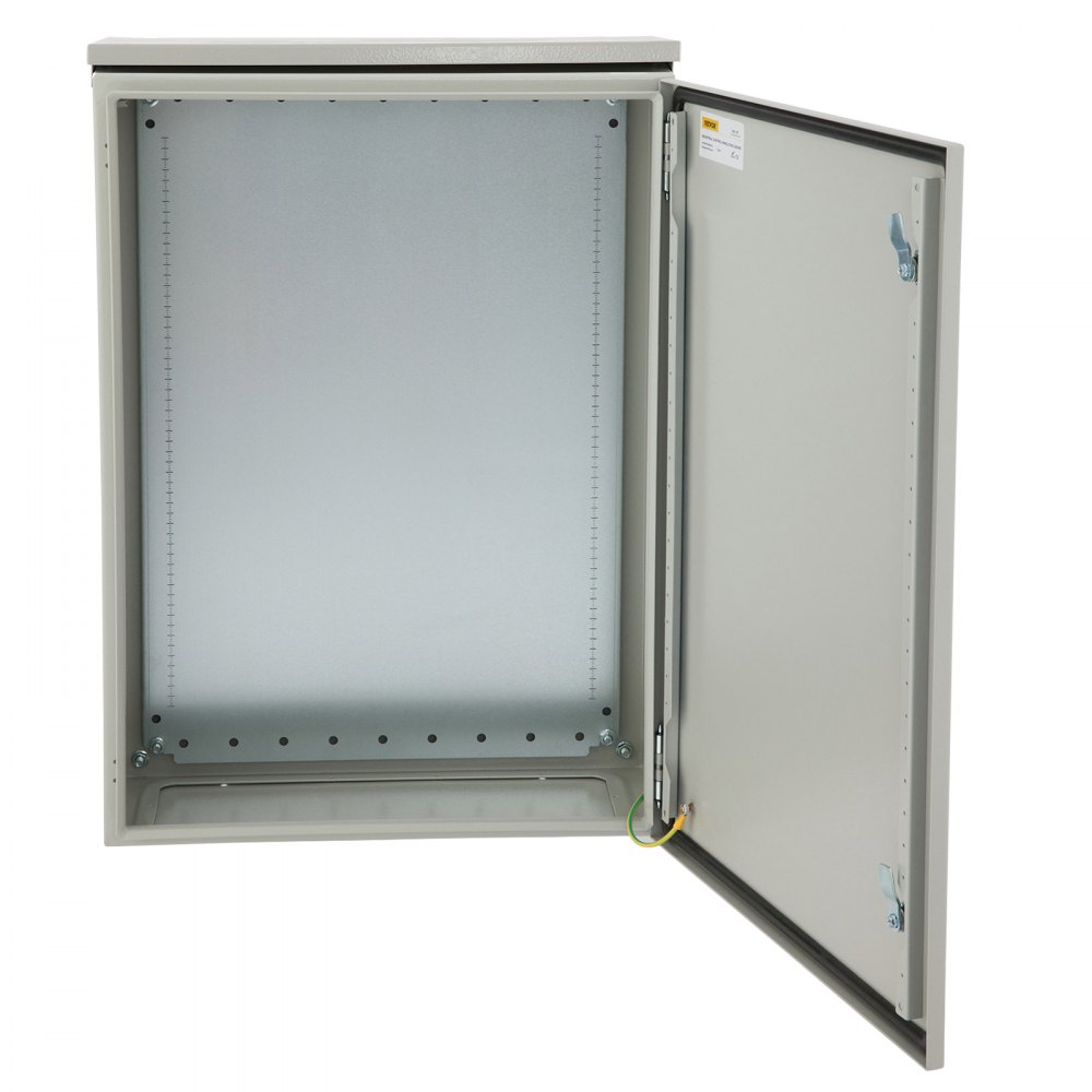 VEVOR Electrical Enclosure, 24x16x10", Tested to UL Standards NEMA 4 Outdoor Enclosure, IP65 Waterproof & Dustproof Cold-Rolled Carbon Steel Hinged Junction Box for Outdoor Indoor Use, with Rain Hood - TUL60X40X25CM3MJDV0