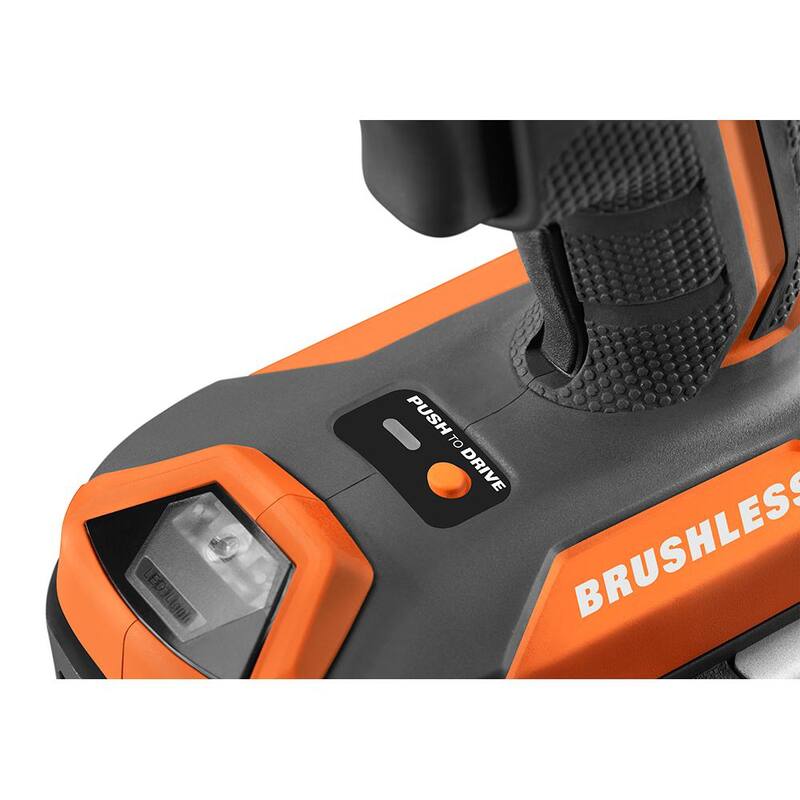 Atornillador inalámbrico para tabla de yeso RIDGID 18V sin escobillas con accesorio de carga con batería de iones de litio de 18V y 4.0 Ah - R86630B-AC87004