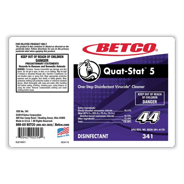Betco Limpiadores y Detergentes, Botella, Lavanda, 4 PK - 3414700