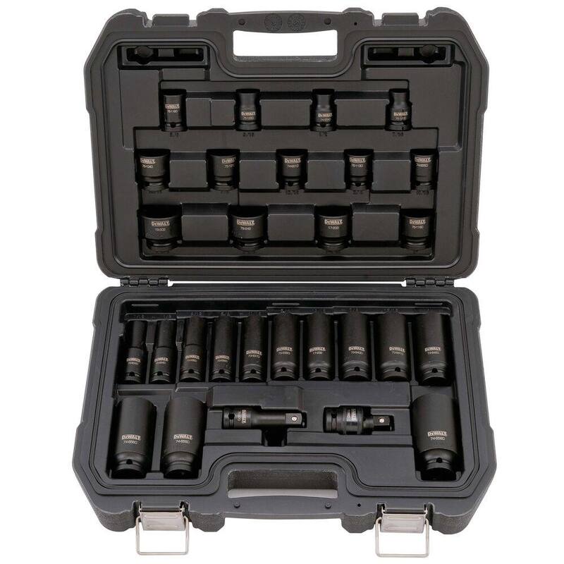 Juego de 28 piezas de copas de impacto DEWALT de 1/2 pulgadas, medida SAE - DWMT19244