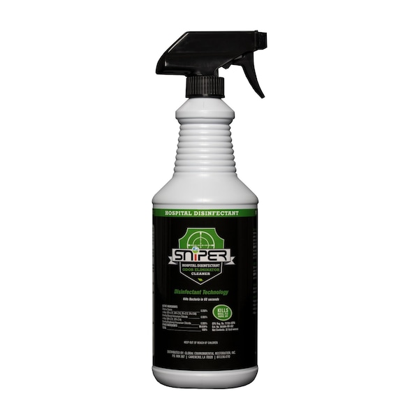 Desinfectante hospitalario SNiPER, eliminador de olores y limpiador multiusos, aerosol de 32 oz - S-32-12