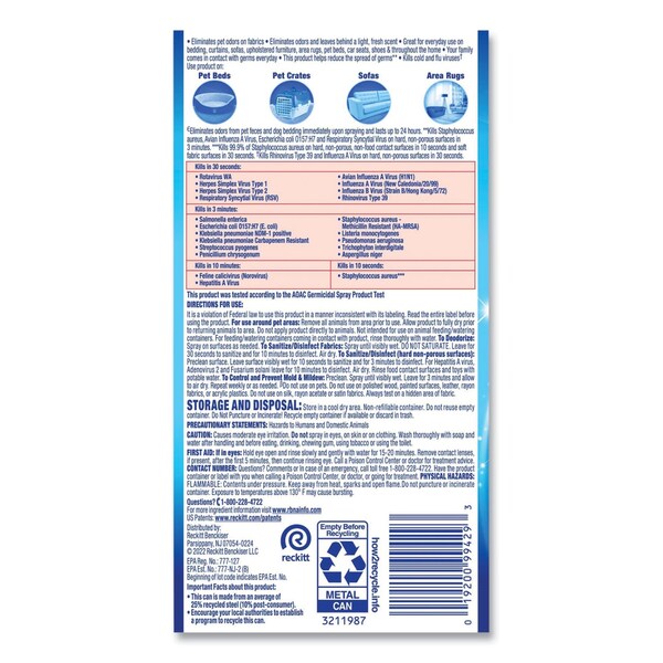 Lysol Limpiadores y Detergentes, Aerosol en Spray, Fresco, Paquete de 12 - 19200-99804