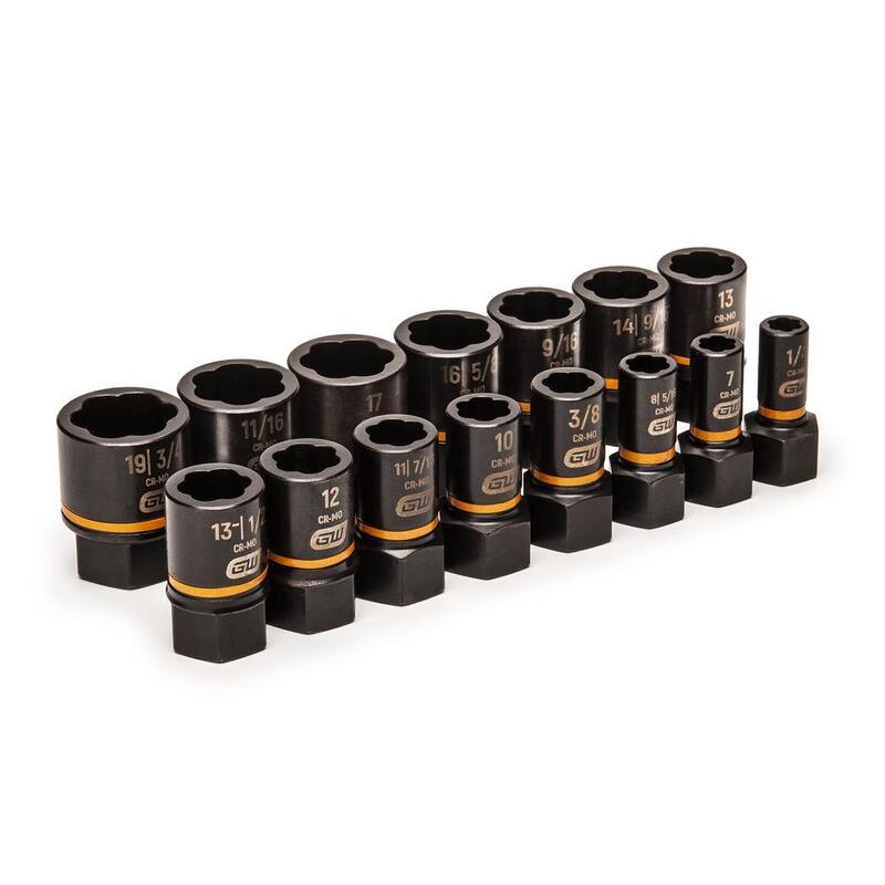 Juego de dados de extracción de impacto GEARWRENCH Bolt Biter de 1/4 y 3/8 pulgadas, SAE/Métrico (15 piezas) - 84783