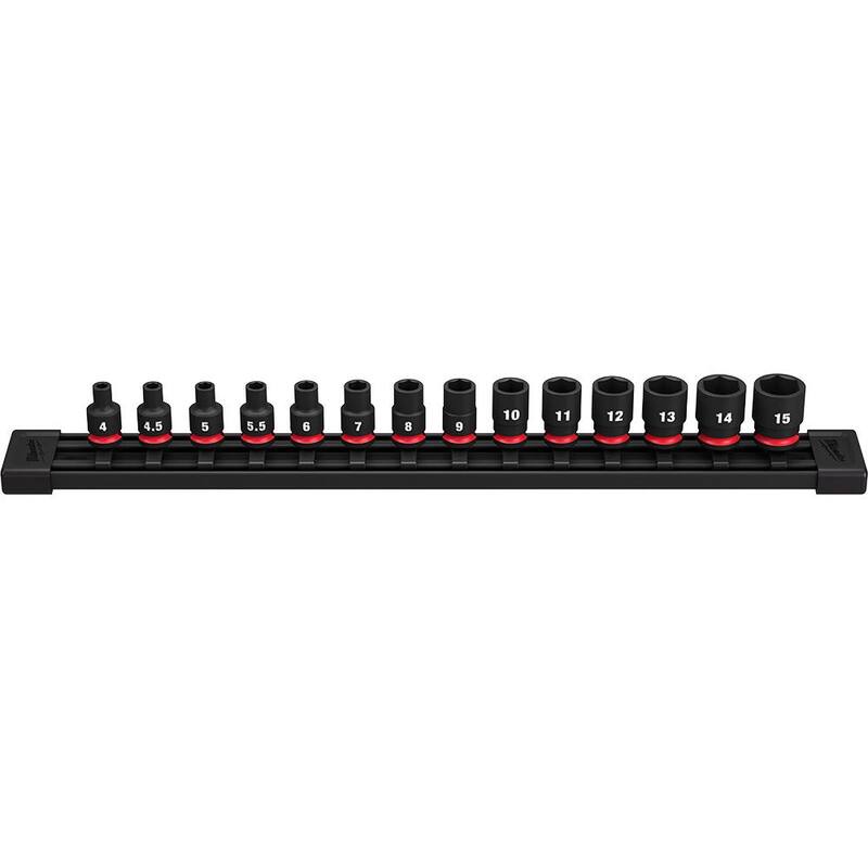 Juego de 14 piezas de vasos de impacto de 6 puntos métricos de 1/4 de pulgada de Milwaukee SHOCKWAVE - 49-66-7002