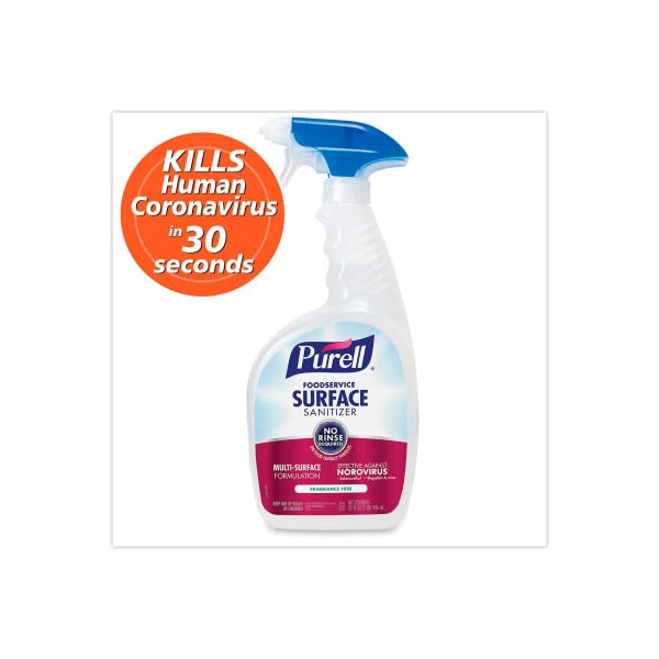 PURELL, Sanitizante de Superficies para Servicios de Alimentos, 32 oz Botella con Disparador de Spray Adjunto, 6/Ctn - GOJ334106RTL