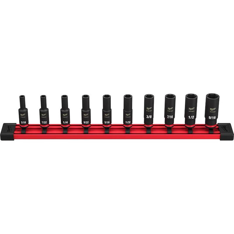 Juego de 10 piezas Milwaukee SHOCKWAVE de 1/4 de pulgada de unidad, dado de impacto punto profundo SAE (10 piezas) - 49-66-7001
