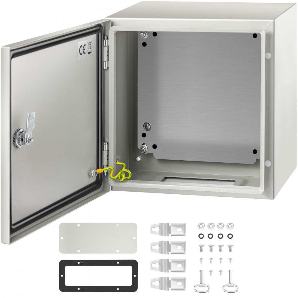 VEVOR NEMA Steel Enclosure, 12 x 12 x 8'' NEMA 4X Steel Electrical Box, IP66 Waterproof & Dustproof, Outdoor/Indoor Electrical Junction Box, with Mounting Plate - DQXJSTCFS30X30X20V0