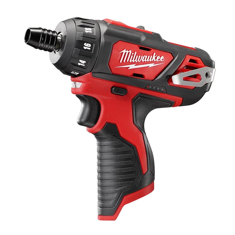 Desarmador inalámbrico Milwaukee M12 de 12 voltios con batería de iones de litio, hexagonal de 1/4 pulgadas y 2 velocidades (Herramienta solamente) - 2406-20.