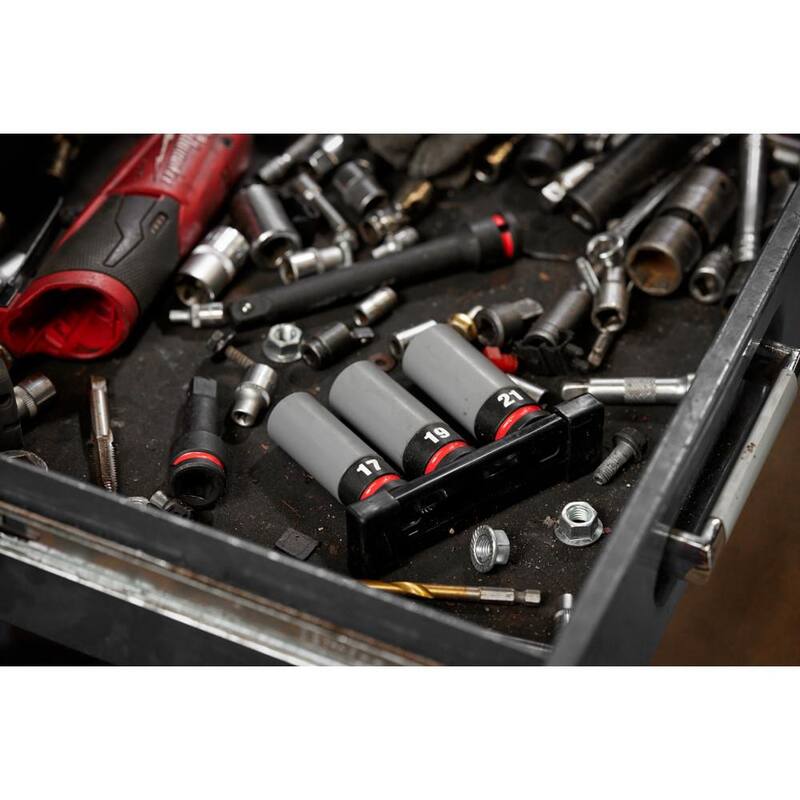 Juego de 3 piezas de encastre profundo para tuercas de llanta métricas Milwaukee SHOCKWAVE Impact-Duty de 1/2 pulgadas - 49-66-7830