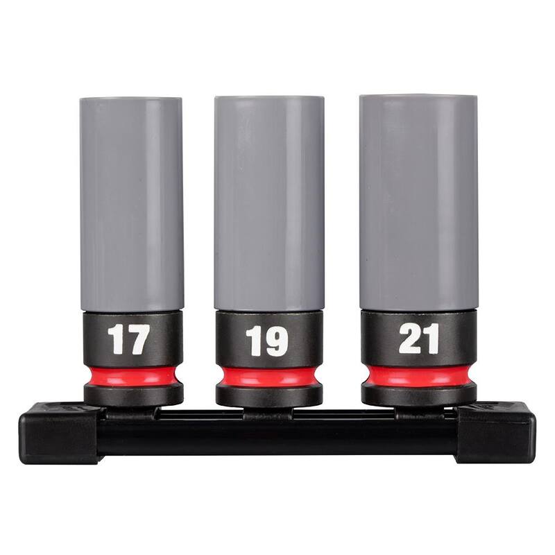 Juego de 3 piezas de encastre profundo para tuercas de llanta métricas Milwaukee SHOCKWAVE Impact-Duty de 1/2 pulgadas - 49-66-7830