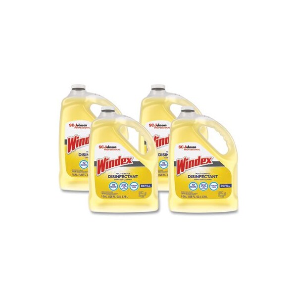 Sc Johnson Windex, Limpiador Desinfectante Multiusos, Cítricos, Botella de 1 galón, paquete de 4 - 682265