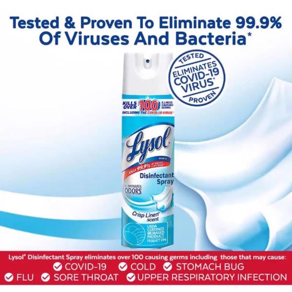 Lysol Desinfectante en Aerosol con Fragancia a Lino Fresco 19 oz 1 pieza - 3624174828