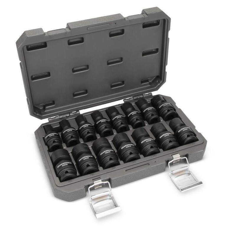 Juego de llaves de impacto universales métricas estándar de 1/2 pulgadas de 6 puntos GEARWRENCH (15 piezas) - 84939N