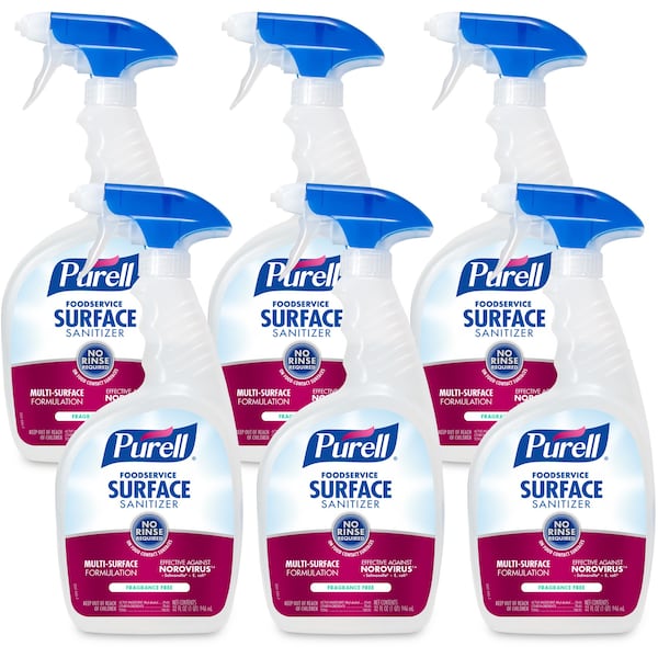 Desinfectante de Superficies para Servicios de Alimentos Purell, Envase de 32 oz (1 cuarto) en Spray, Transparente, 6 PK - GOJ334106