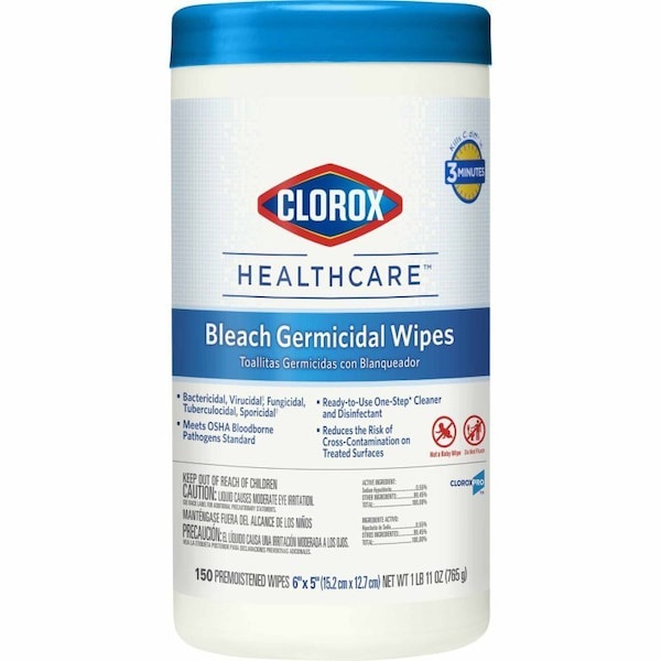 Clorox Healthcare Surface Disinfectant Cleaner Premoistened Germicidal Pull Wipe, Aroma Floral No Estéril, 150PK - 30577