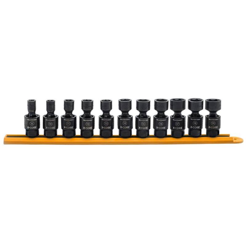 Juego de llaves de impacto universales métricas sin pasador de 6 puntos GEARWRENCH X-Core de 3/8 pulgadas de 11 piezas - 84975
