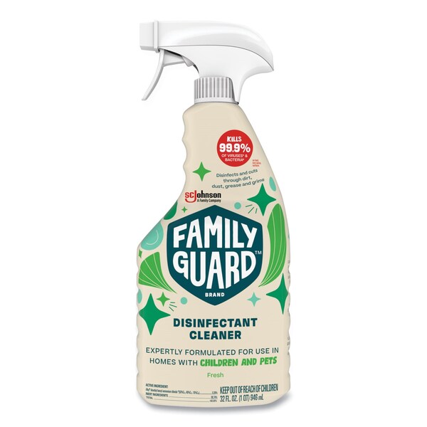Family Guard Desinfectante, Fragancia Fresca, Botella de Gatillo de 32 oz, 8PK - 327118