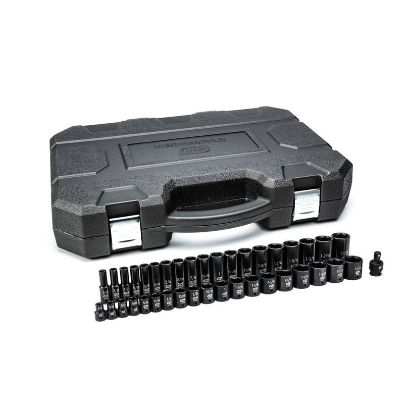 Juego de 39 piezas de puntas de impacto estándar y profundo de 1/2 pulgadas de 6 puntos SAE de GEARWRENCH - 84947N