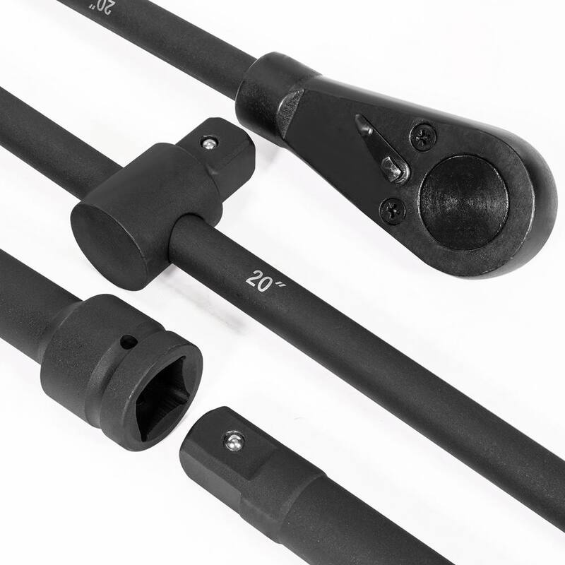 Juego de 21 piezas de dados de impacto profundos de 1 pulgada, de acero Cr-Mo, de 6 puntos en medidas estándar SAE con barras de extensión y estuche (Stark Jumbo 1 in. Drive 6-Point Cr-Mo Steel SAE Deep Impact Socket Set with Extension Bars and Carrying Case) - 35104-H1.