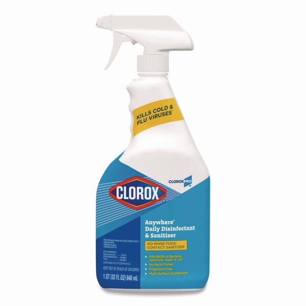 Clorox Anywhere Desinfectante Diario y Sanitizante, sin fragancia, Botella de aerosol de 32 oz - CLO01698