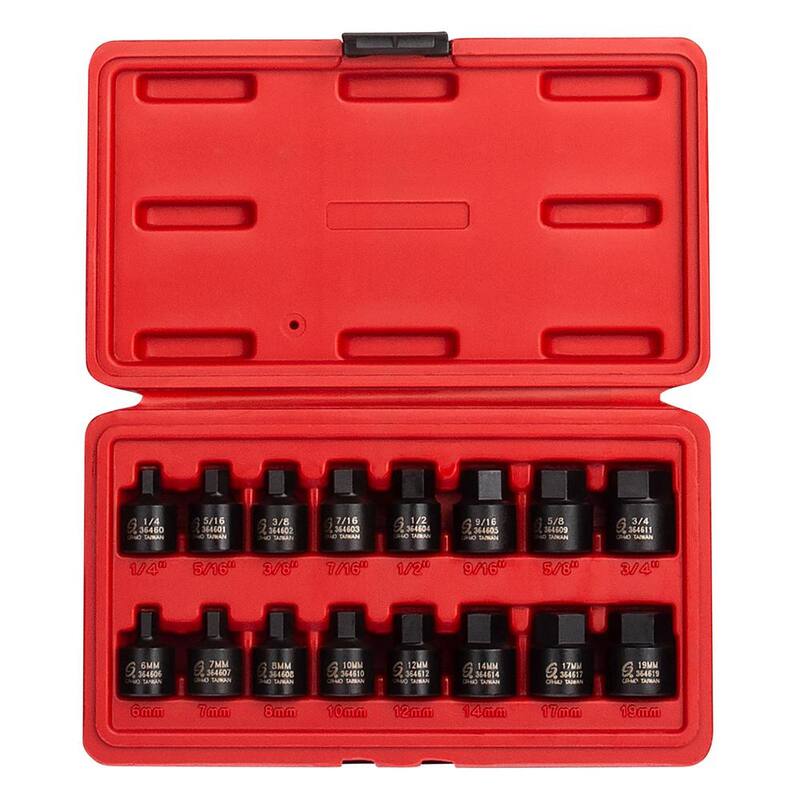 Herramientas SUNEX 3/8 pulgadas Drive Stubby Impact Hex Driver SAE y Juego Métrico (16 piezas) - 3646