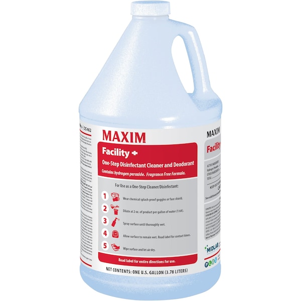 Limpiador desinfectante y desodorante Maxim, germicida, 1 galón, transparente, paquete de 4