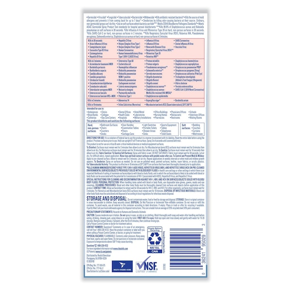 Lysol Spray Desinfectante, 19 oz. Lata de aerosol, Original, 12 PK - REC 95029