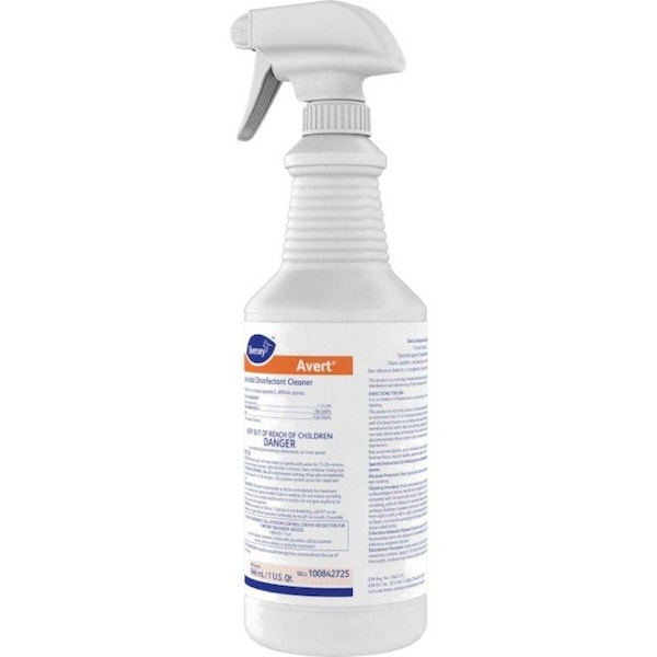 Diversey Avert Limpiador Desinfectante Esporicida, 32 fl oz (1 cuarto) Cloro, Amarillo, 12 PK - DVO100842725