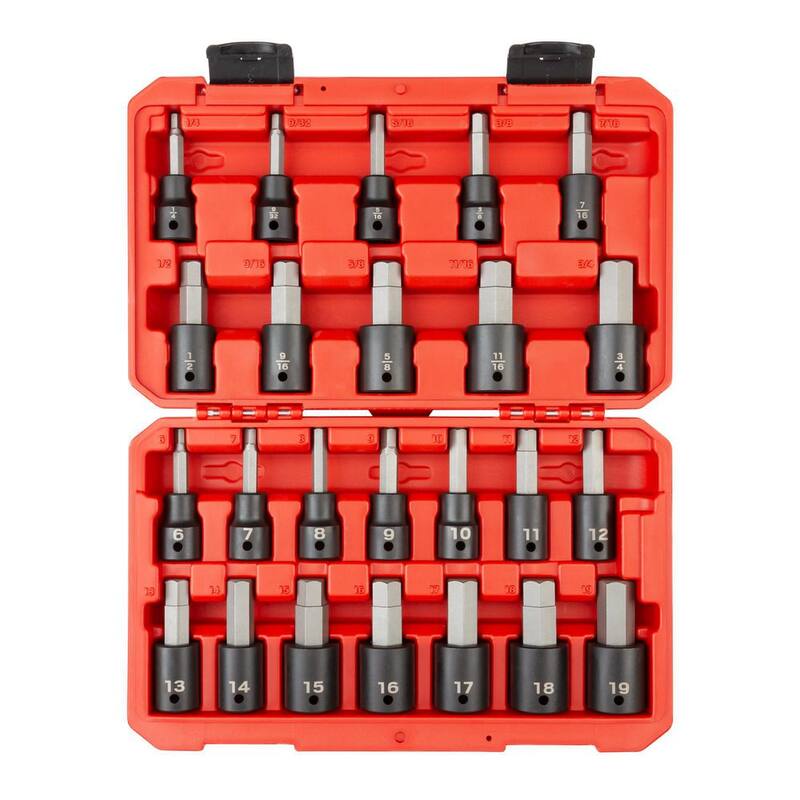 Juego de dados de impacto para tornillos hexagonales TEKTON de 1/2 pulg., 24 piezas (1/4-3/4 pulg., 6-19 mm) - SIB92311