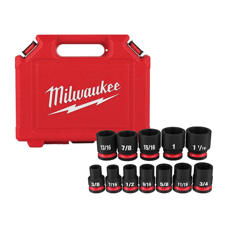 Juego de 12 piezas de dados de impacto Milwaukee SHOCKWAVE de 1/2 pulg. de accionamiento SAE de 6 puntas - 49-66-7010