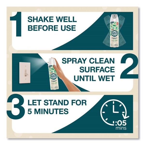 Family Guard Desinfectante en Aerosol, Fragancia Fresca, 17.5 oz, Paquete de 8 - 327164