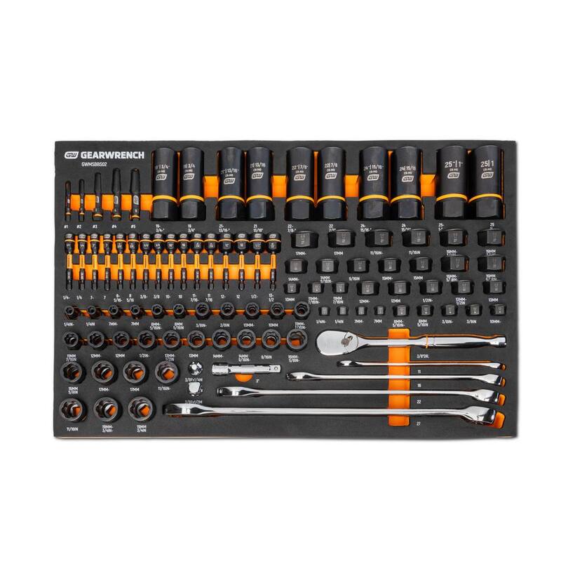Juego de Llaves de Extracción GEARWRENCH Bolt Biter de 1/4, 3/8 y 1/2 pulg. de Impulsión SAE/Métrico con Bandeja de Almacenamiento de Espuma EVA (97 Piezas) - GWMSBBS02