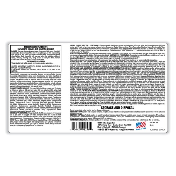 Betco Limpiadores y Detergentes, Botella, Aroma a Limón, Paquete de 4 - 3554700