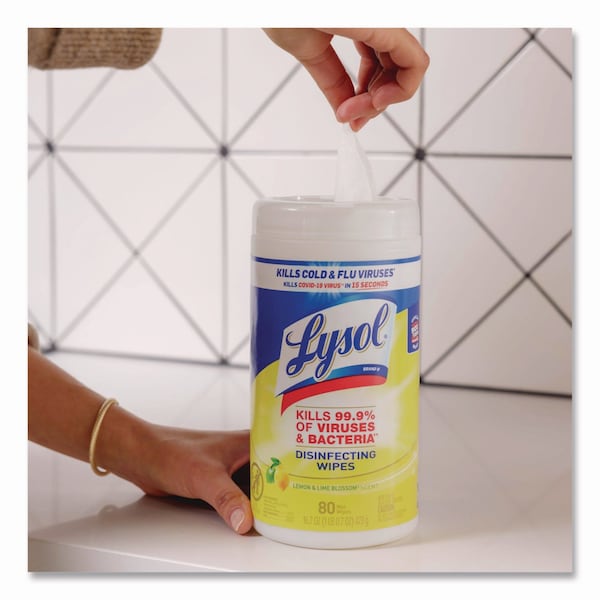 Toallitas Desinfectantes Lysol, Envase, Aroma a Limón y Flor de Lima, Blanco, 2 PK - 19200-80296
