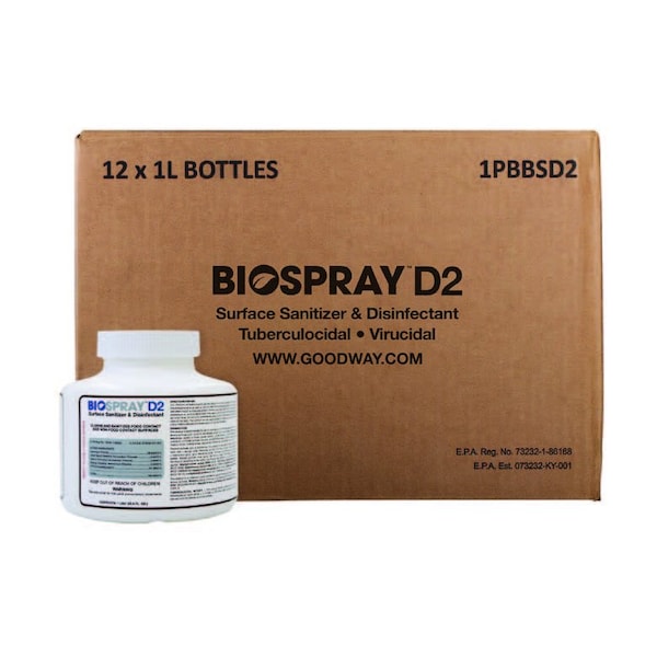 Desinfectante y sanitizante evaporativo a base de alcohol, registrado en la EPA, sin enjuague, 12 botellas de 1 litro - SANI-D2-12