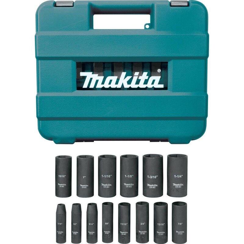 Juego de puntas de impacto profundo fraccionarias de 1/2 pulgadas de 6 puntos de Makita (14 piezas) - A-96372