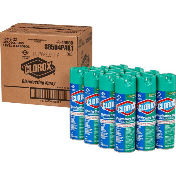 Aerosol Desinfectante Clorox, 19 fl oz (0.6 cuartos) Fresco, Verde, 12 PK - CLO38504CT
