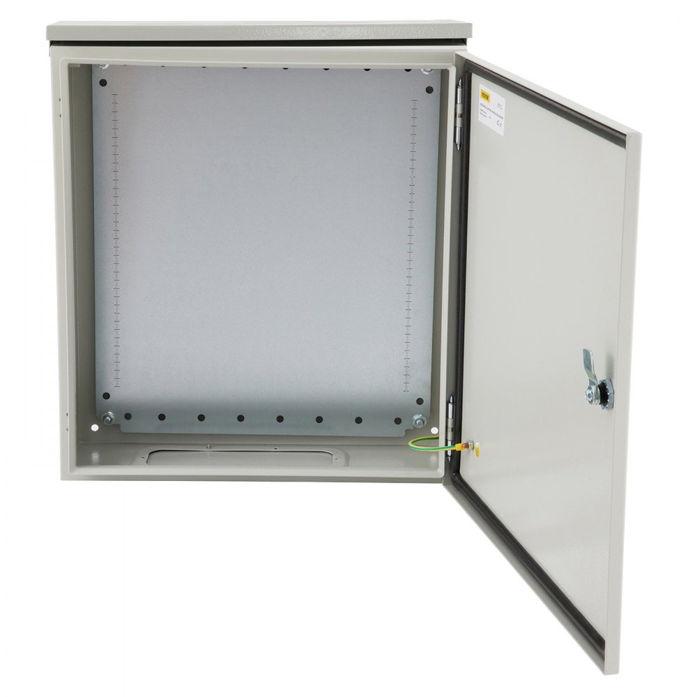 VEVOR Electrical Enclosure, 20x16x8in, Tested to UL Standards NEMA 4 Outdoor Enclosure, IP65 Waterproof & Dustproof Cold-Rolled Carbon Steel Hinged Junction Box for Outdoor Indoor Use, with Rain Hood - TUL50X40X20CMMK4WV0