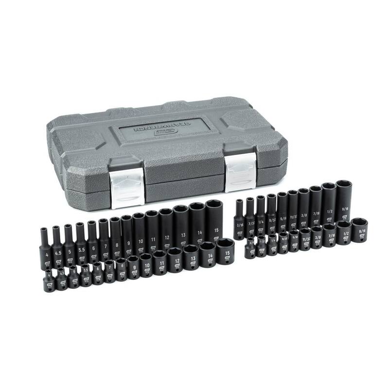 Juego de llaves de impacto estándar y profundo de GEARWRENCH de 1/4 de pulgada con 6 puntos SAE/Métrico (48 piezas) - 84902